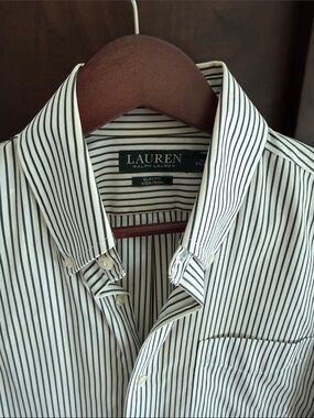 Lauren Ralph Lauren White Shirt with Black Pinstripes